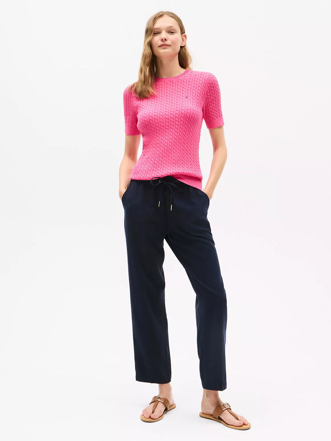 Tommy Hilfiger Short-Sleeve Cable Knit Sweater