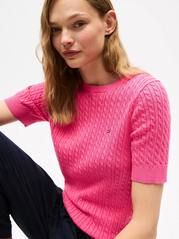 Tommy Hilfiger Short-Sleeve Cable Knit Sweater