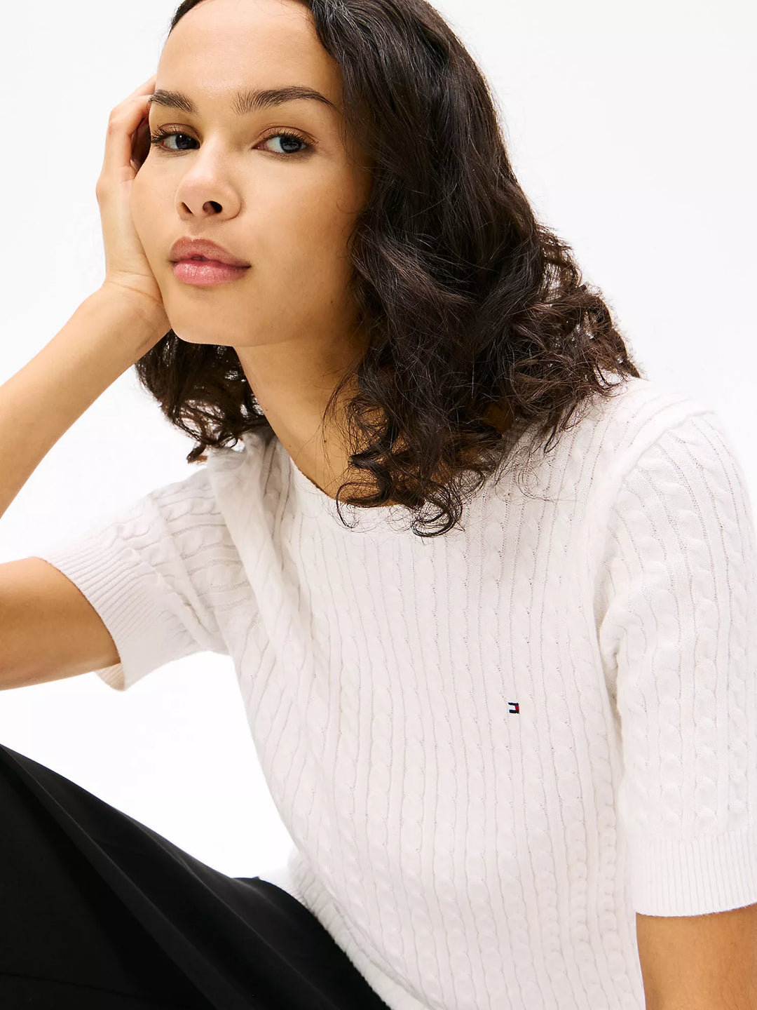 Tommy Hilfiger Short-Sleeve Cable Knit Sweater