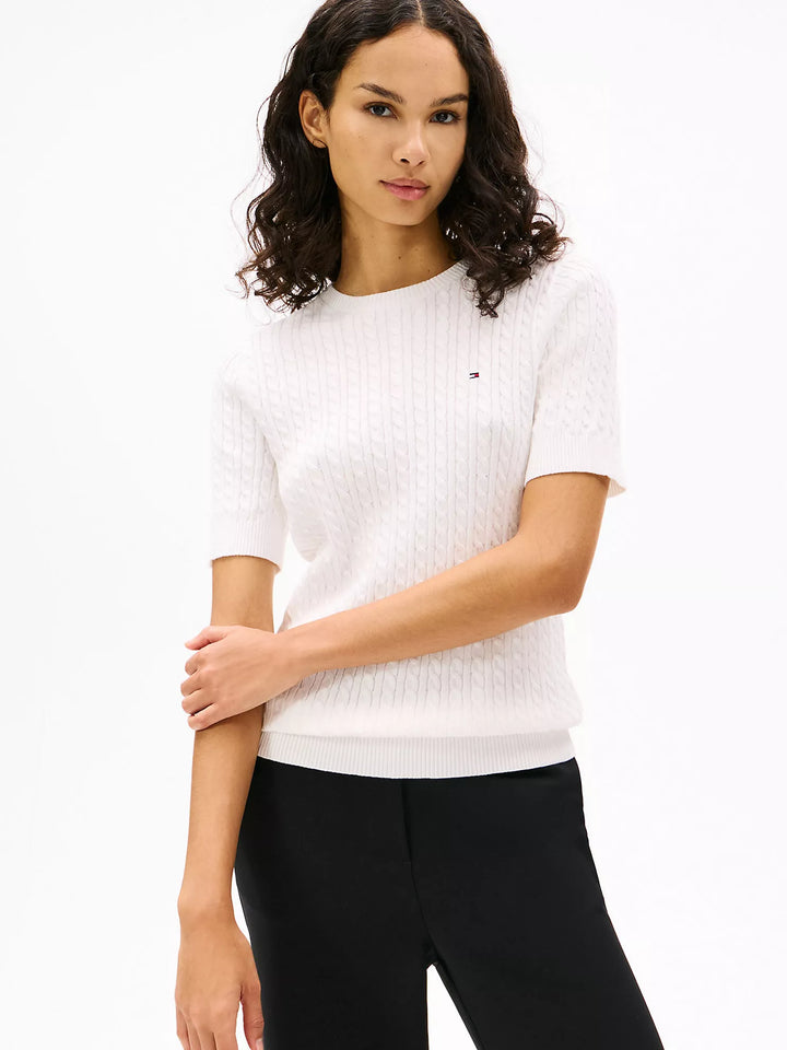 Tommy Hilfiger Short-Sleeve Cable Knit Sweater