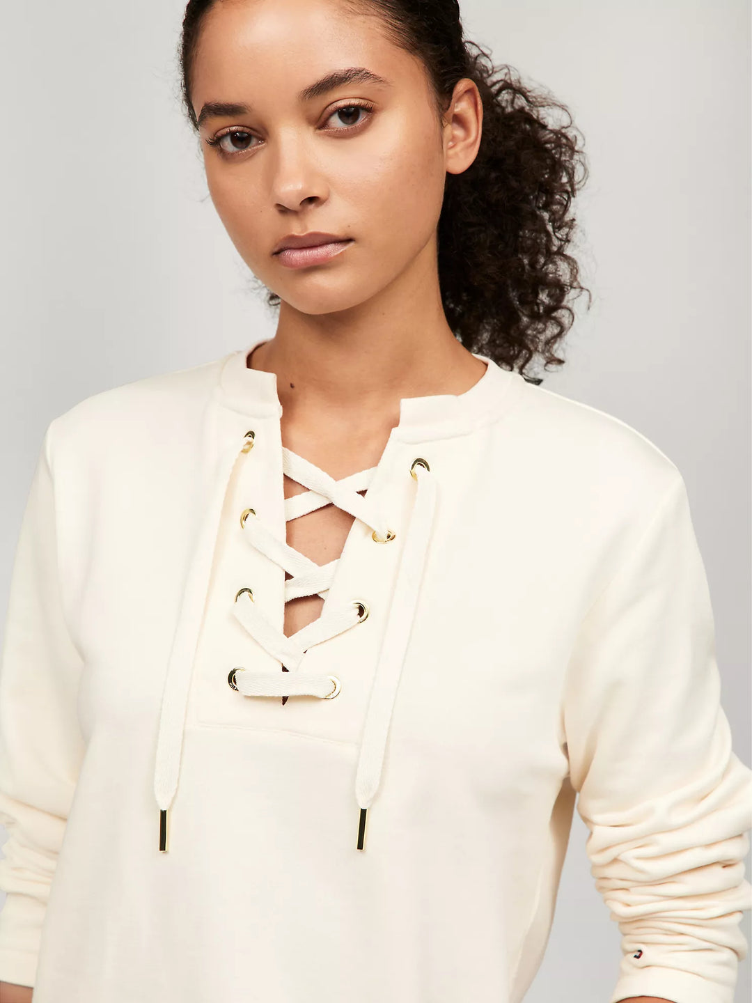 Tommy Hilfiger Long-Sleeve Lace-Up Sweatshirt