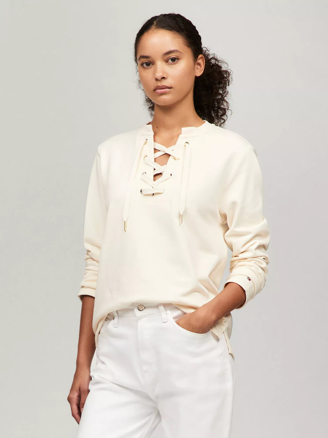Tommy Hilfiger Long-Sleeve Lace-Up Sweatshirt