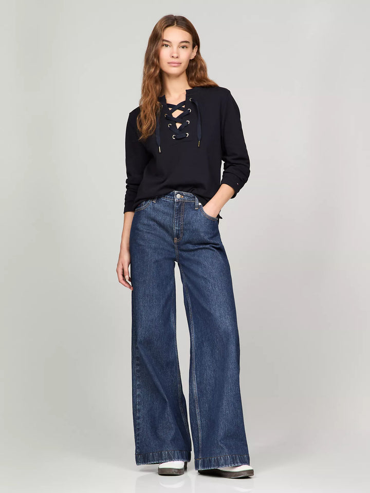 Tommy Hilfiger Long-Sleeve Lace-Up Sweatshirt