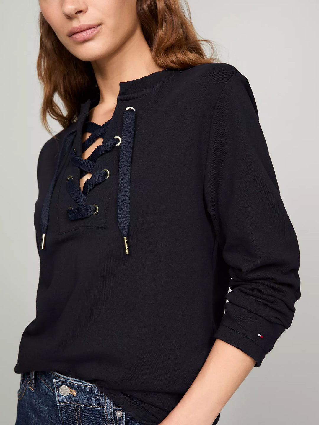 Tommy Hilfiger Long-Sleeve Lace-Up Sweatshirt