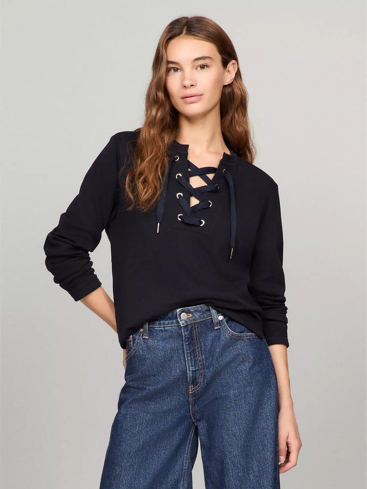 Tommy Hilfiger Long-Sleeve Lace-Up Sweatshirt