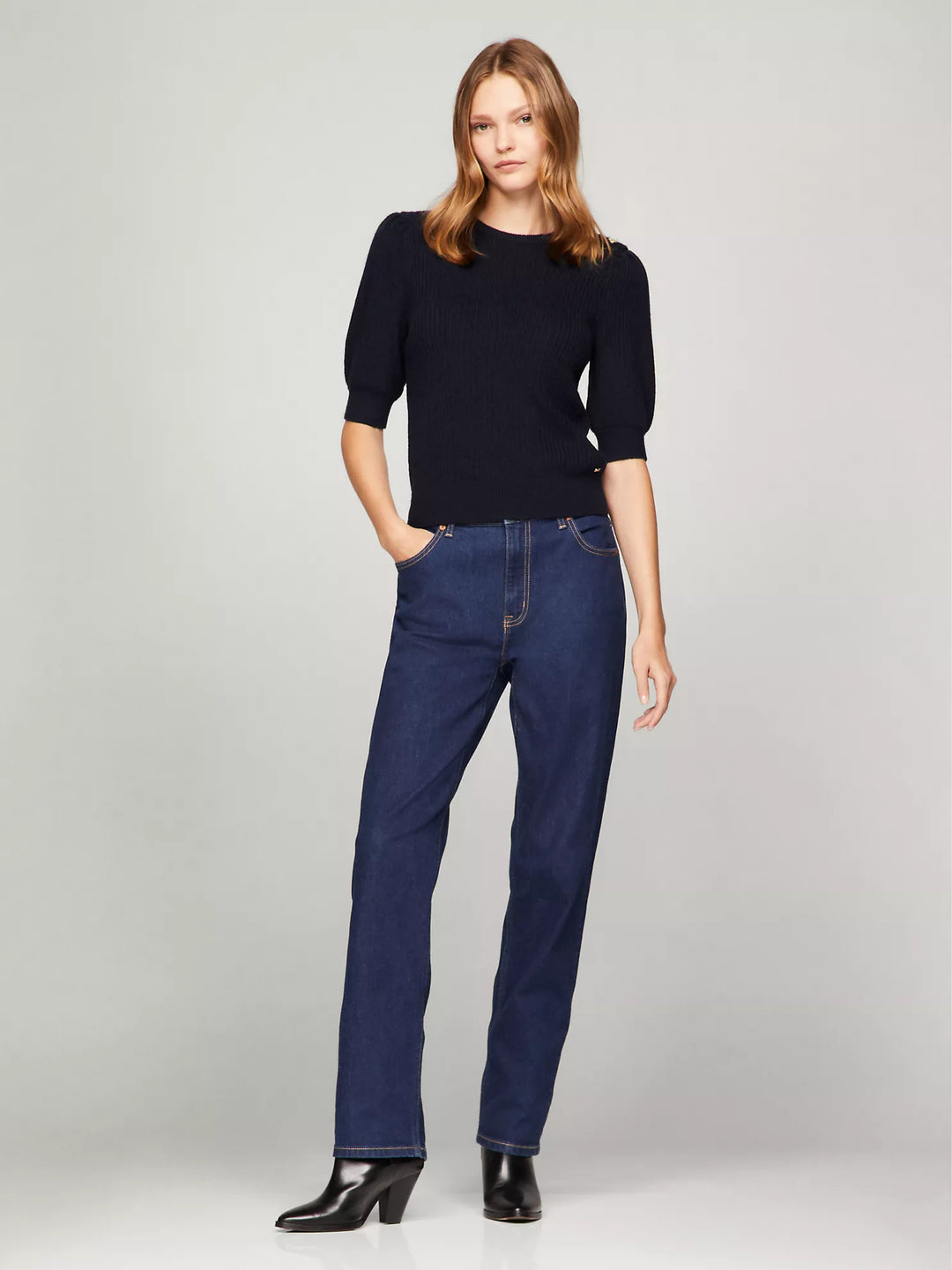Tommy Hilfiger Puff-Sleeve Crewneck Sweater