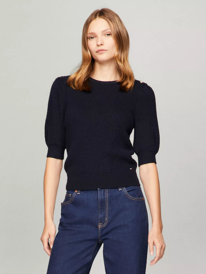 Tommy Hilfiger Puff-Sleeve Crewneck Sweater