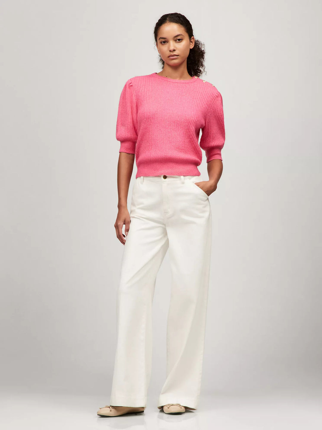 Tommy Hilfiger Puff-Sleeve Crewneck Sweater