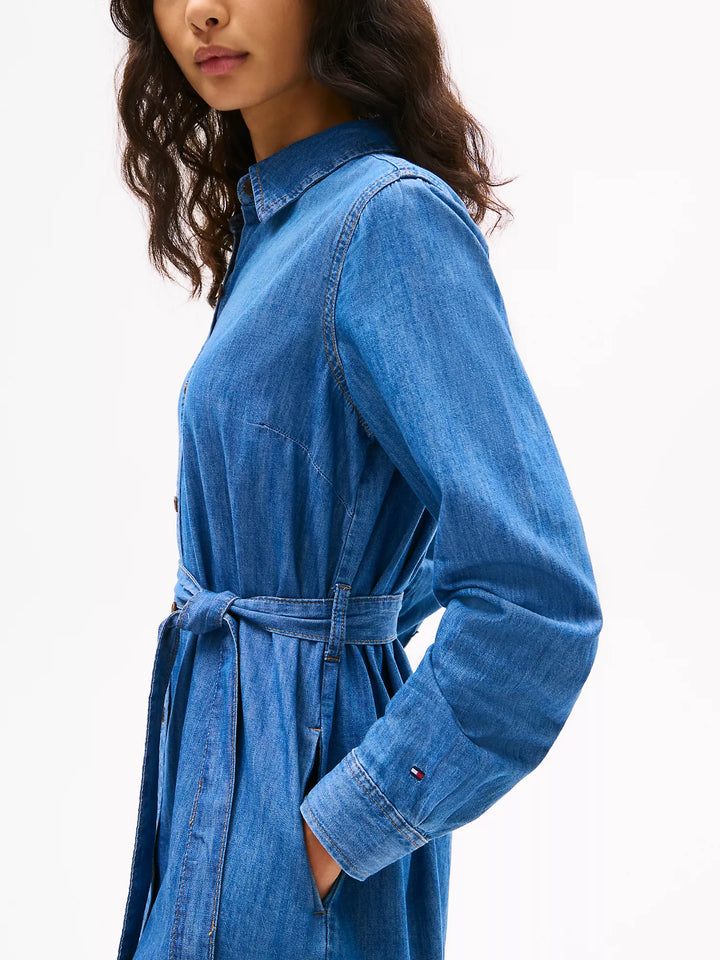 Tommy Hilfiger Long-Sleeve Belted Chambray Shirtdress