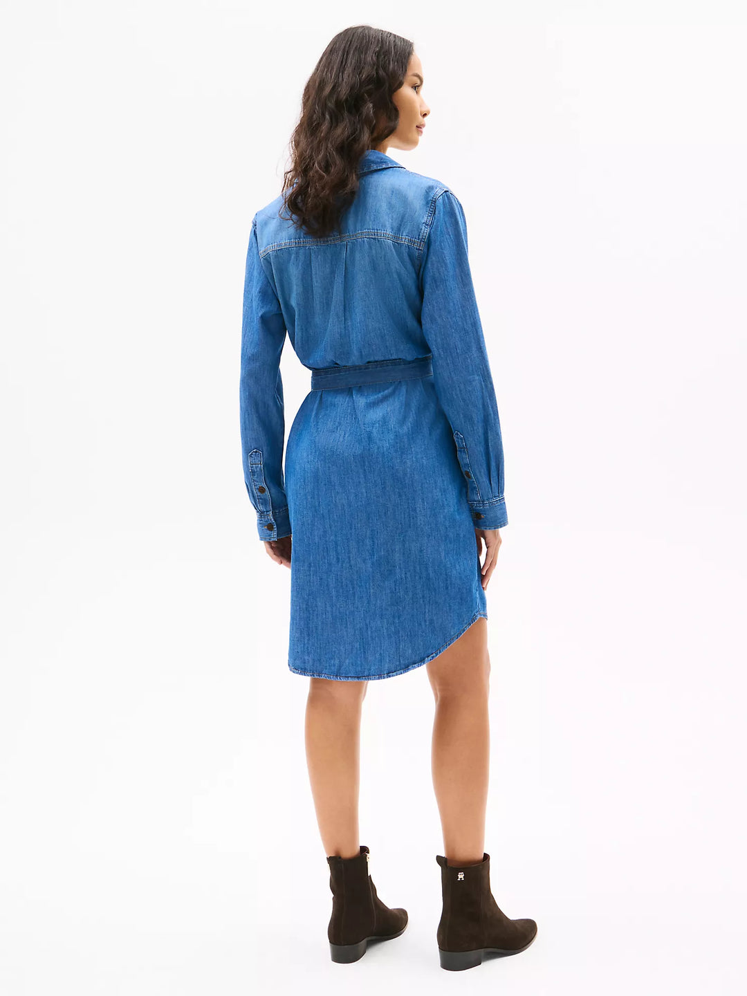 Tommy Hilfiger Long-Sleeve Belted Chambray Shirtdress