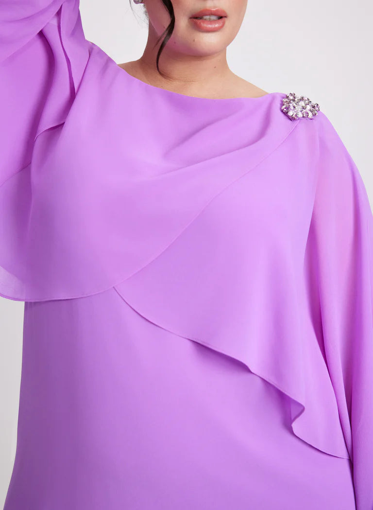 LAURA Brooch Embellished Capelet Dress