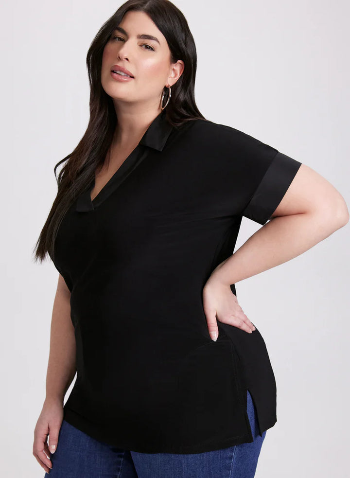 LAURA Joseph Ribkoff - Tonal Trim Polo Top
