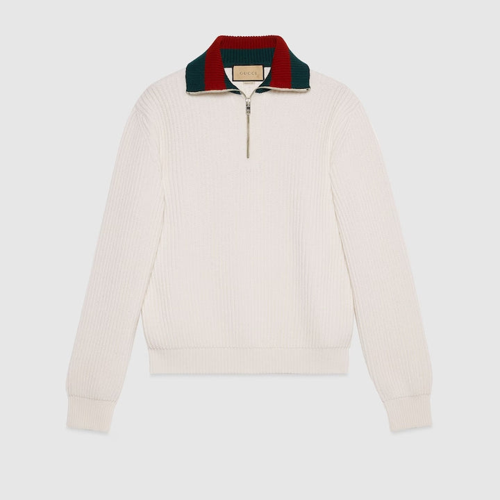 Gucci KNIT WOOL SWEATER WITH WEB