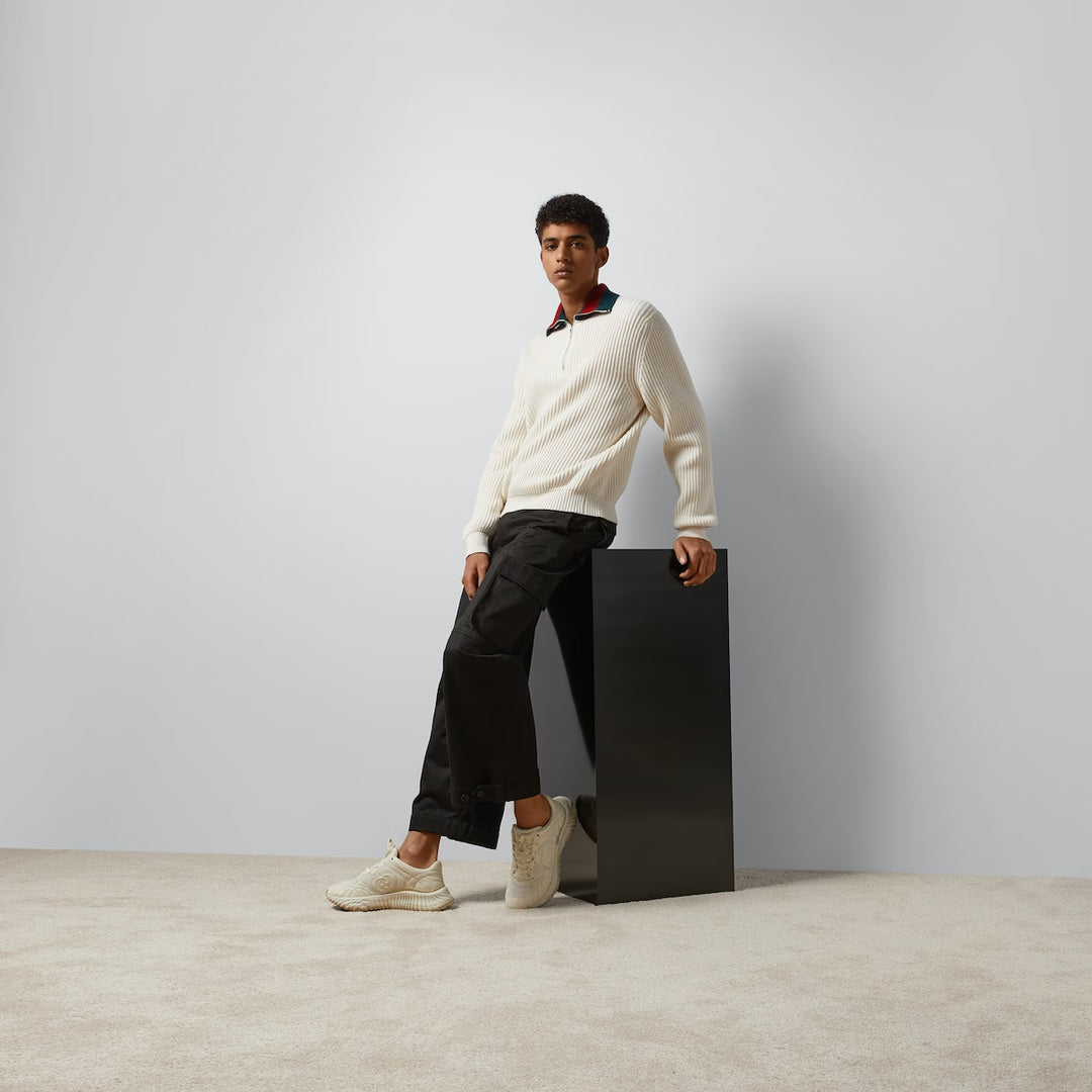 Gucci KNIT WOOL SWEATER WITH WEB