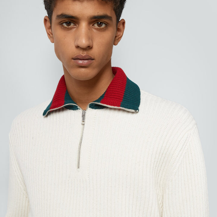 Gucci KNIT WOOL SWEATER WITH WEB