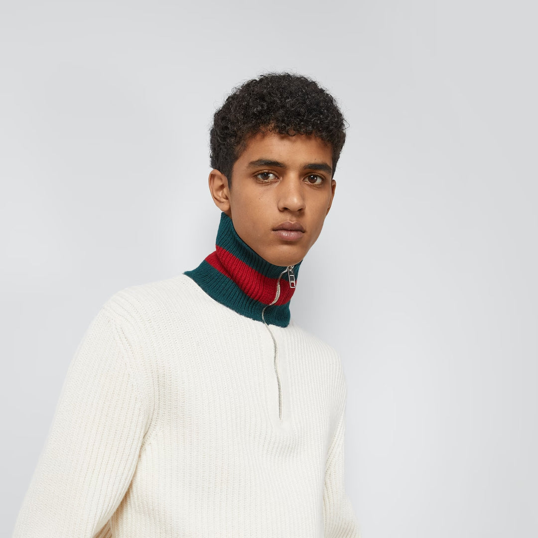 Gucci KNIT WOOL SWEATER WITH WEB