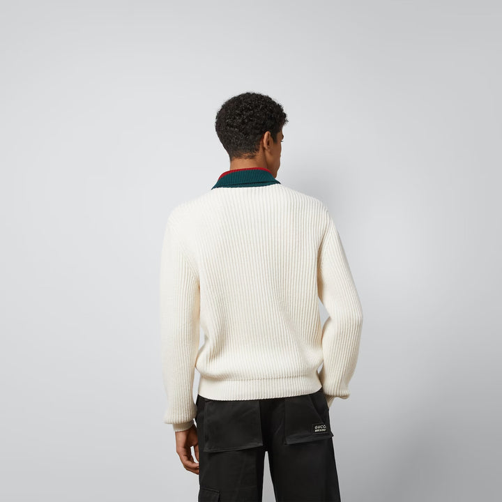 Gucci KNIT WOOL SWEATER WITH WEB