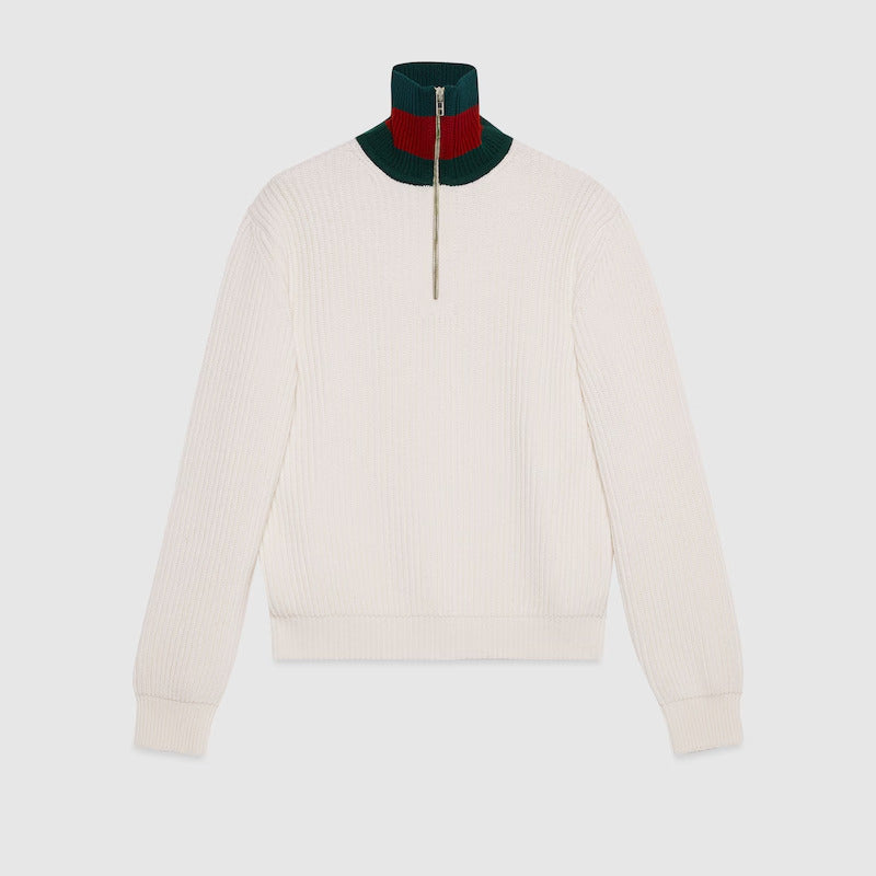 Gucci KNIT WOOL SWEATER WITH WEB