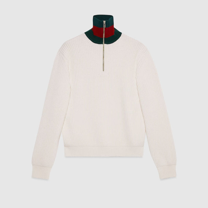 Gucci KNIT WOOL SWEATER WITH WEB