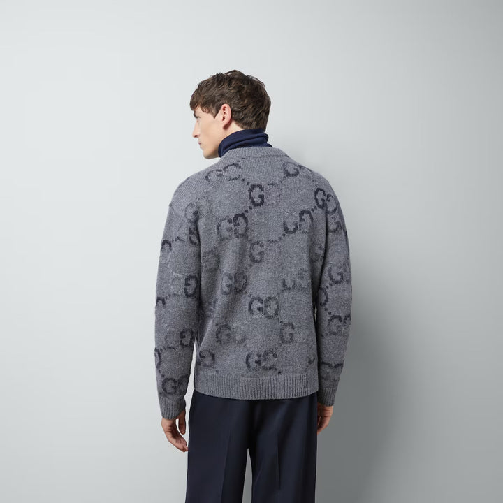 Gucci WOOL CARDIGAN WITH GG INTARSIA