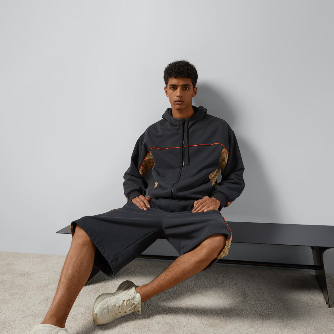 GUCCI  COTTON JERSEY SHORTS WITH GG INSERTS