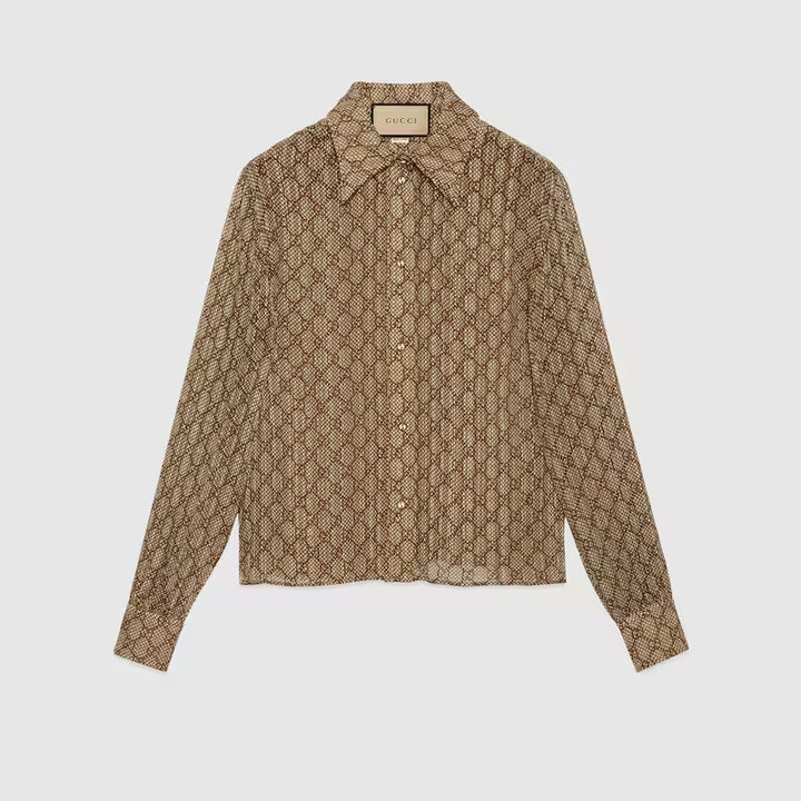 Gucci GG DAMIER PRINT SILK SHIRT