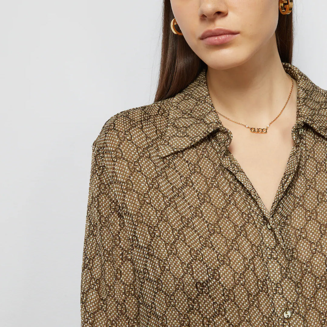 Gucci GG DAMIER PRINT SILK SHIRT