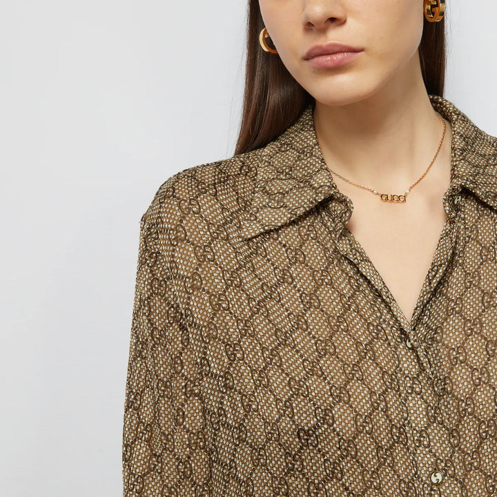 Gucci GG DAMIER PRINT SILK SHIRT