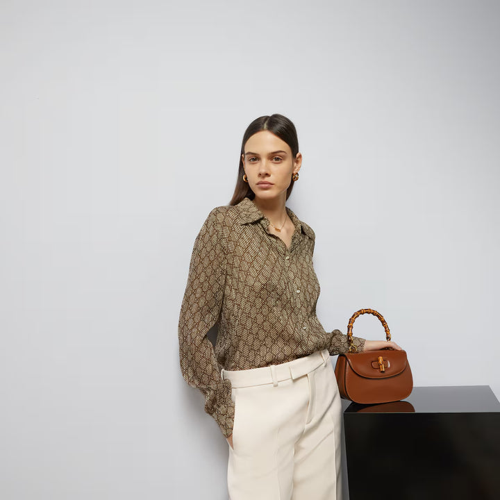 Gucci GG DAMIER PRINT SILK SHIRT