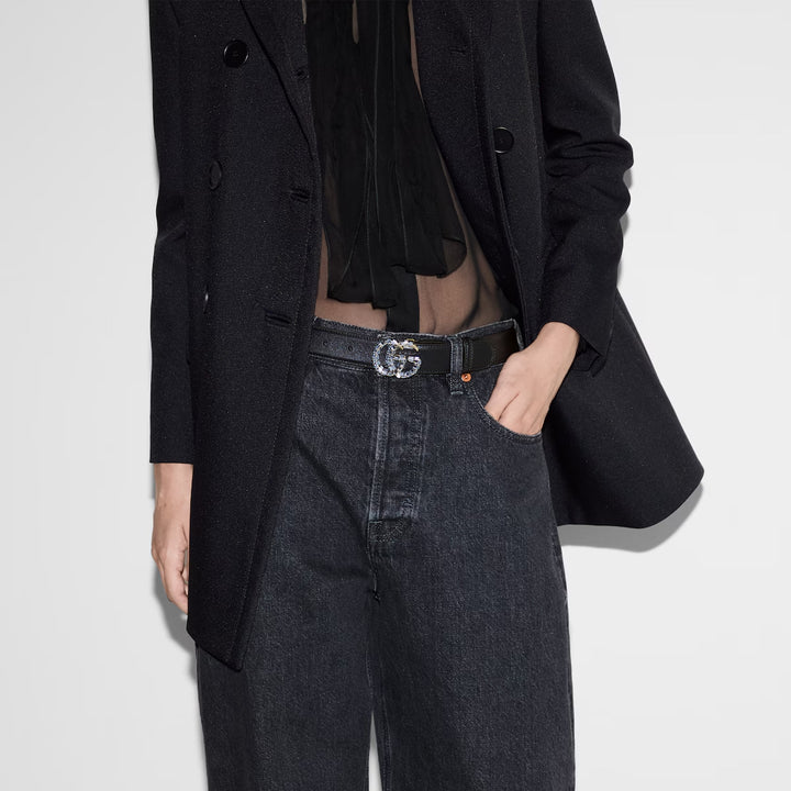 GUCCI GG Marmont thin belt with crystals