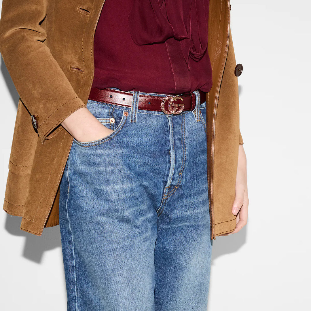 GUCCI GG Marmont thin belt with crystals