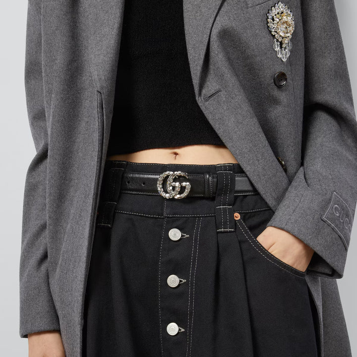 GUCCI GG Marmont thin belt with crystals