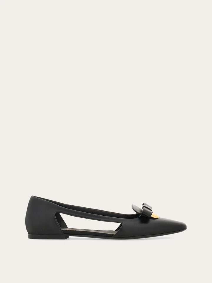 Ferragamo Cut out ballet flat with Drop Bow ornament