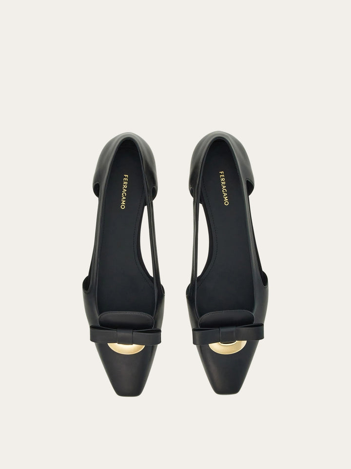 Ferragamo Cut out ballet flat with Drop Bow ornament