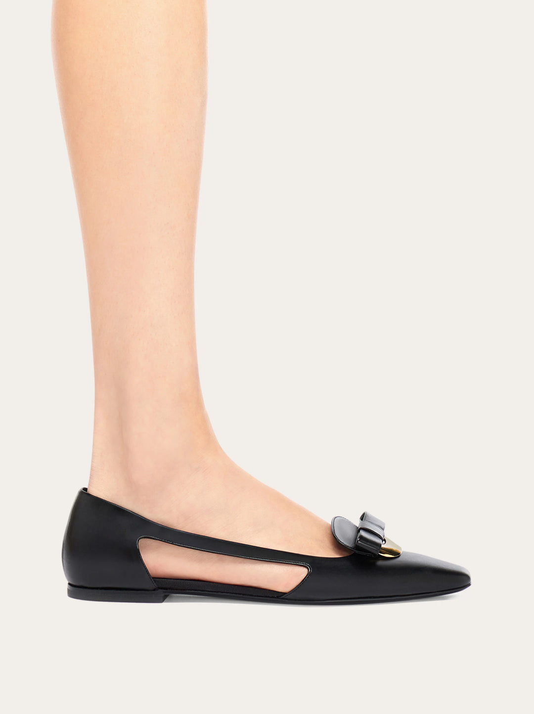 Ferragamo Cut out ballet flat with Drop Bow ornament