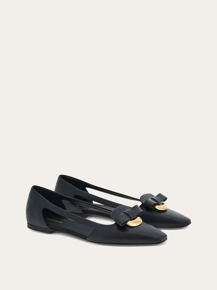 Ferragamo Cut out ballet flat with Drop Bow ornament