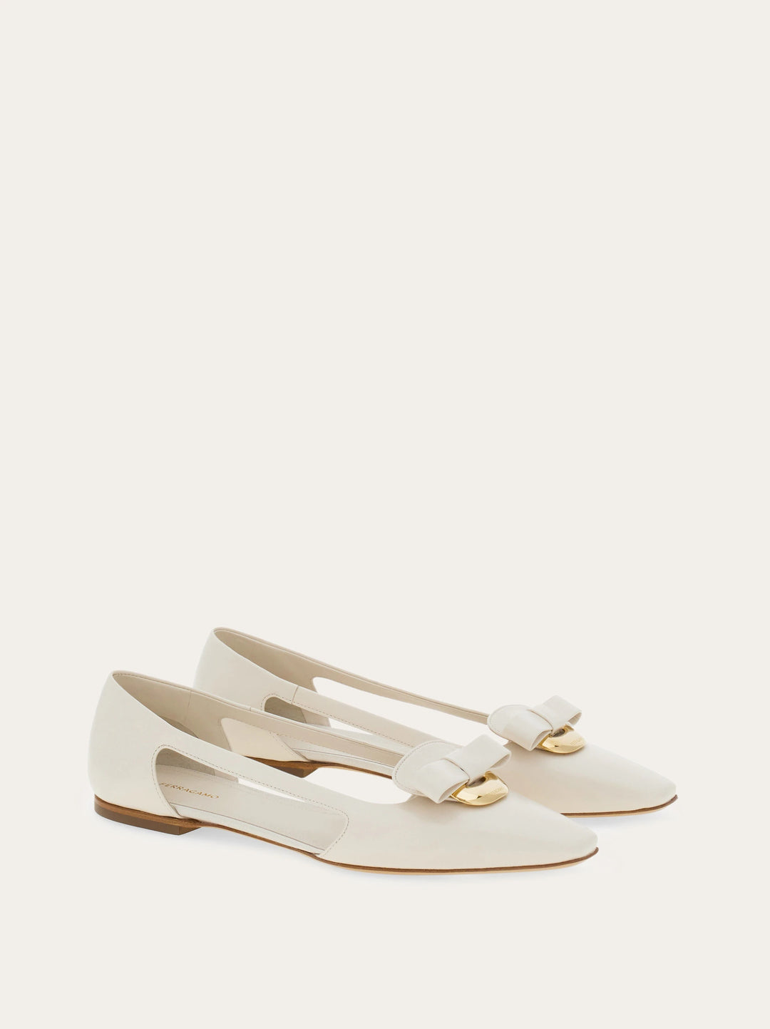 Ferragamo Cut out ballet flat with Drop Bow ornament