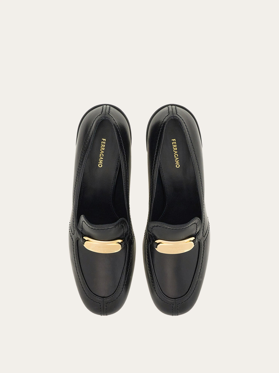 Ferragamo Kitten heel loafer with new Vara buckle