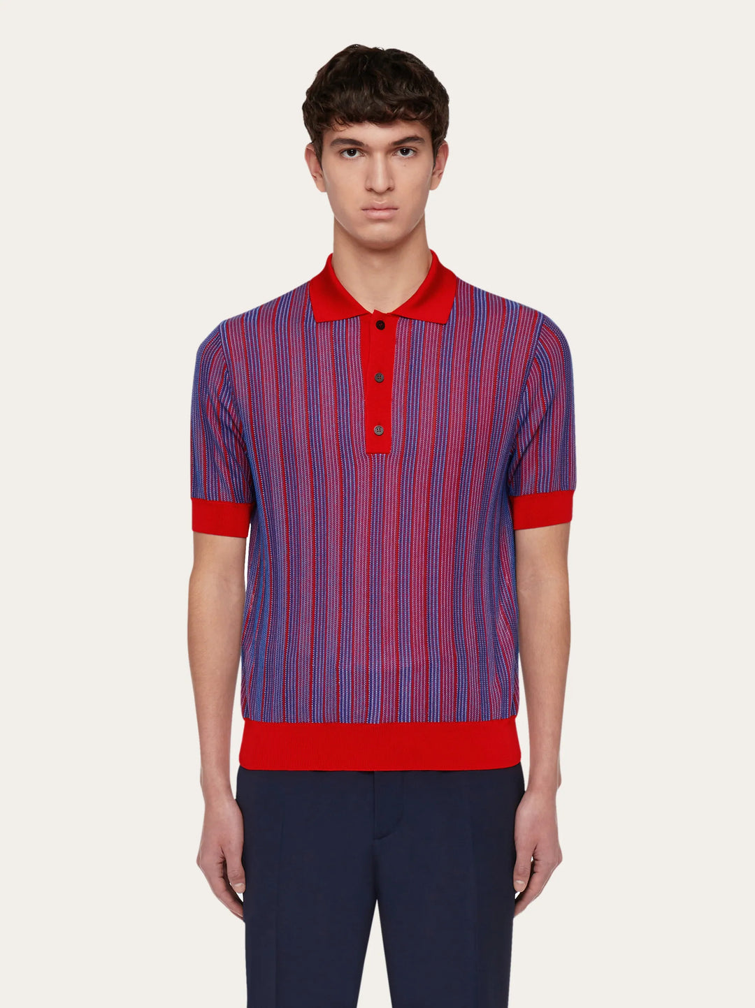 Ferragamo  Polo with vertical stripes