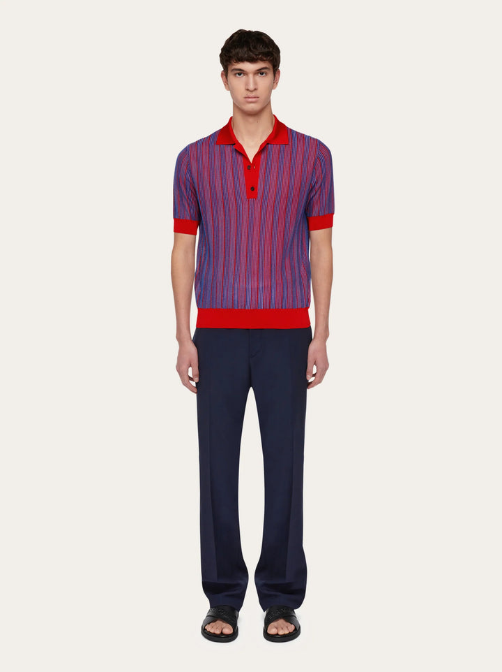 Ferragamo  Polo with vertical stripes