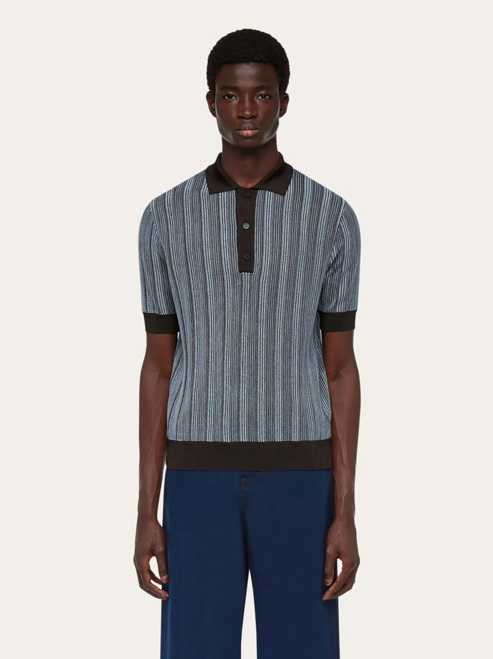 Ferragamo  Polo with vertical stripes