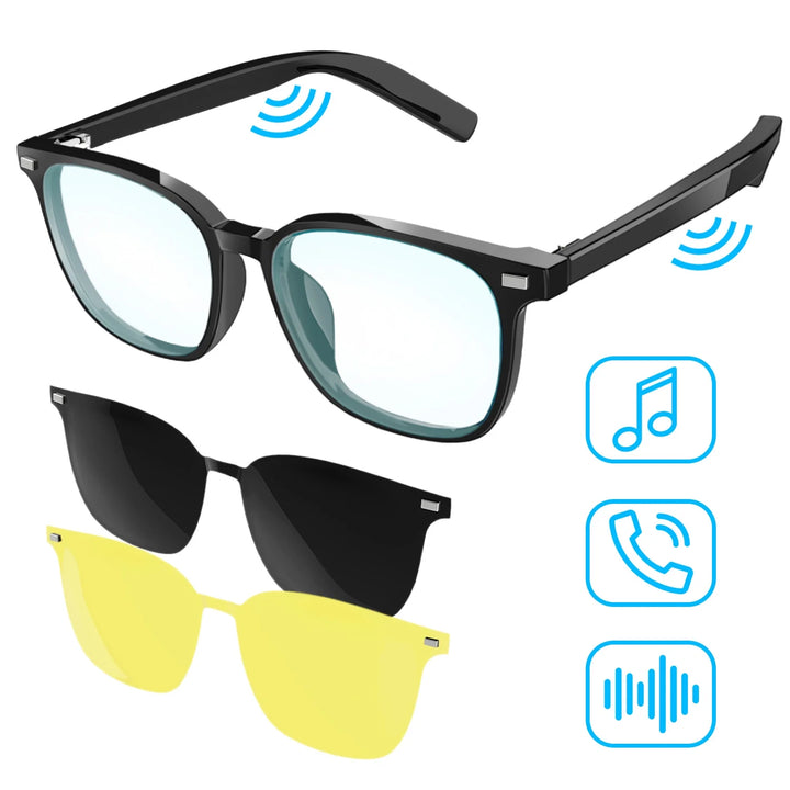 ALPHA DIGITAL Polarized Bluetooth Smart Glasses with Mic, Speakers & Voice Assistant – IP65 Waterproof, 5hr Battery