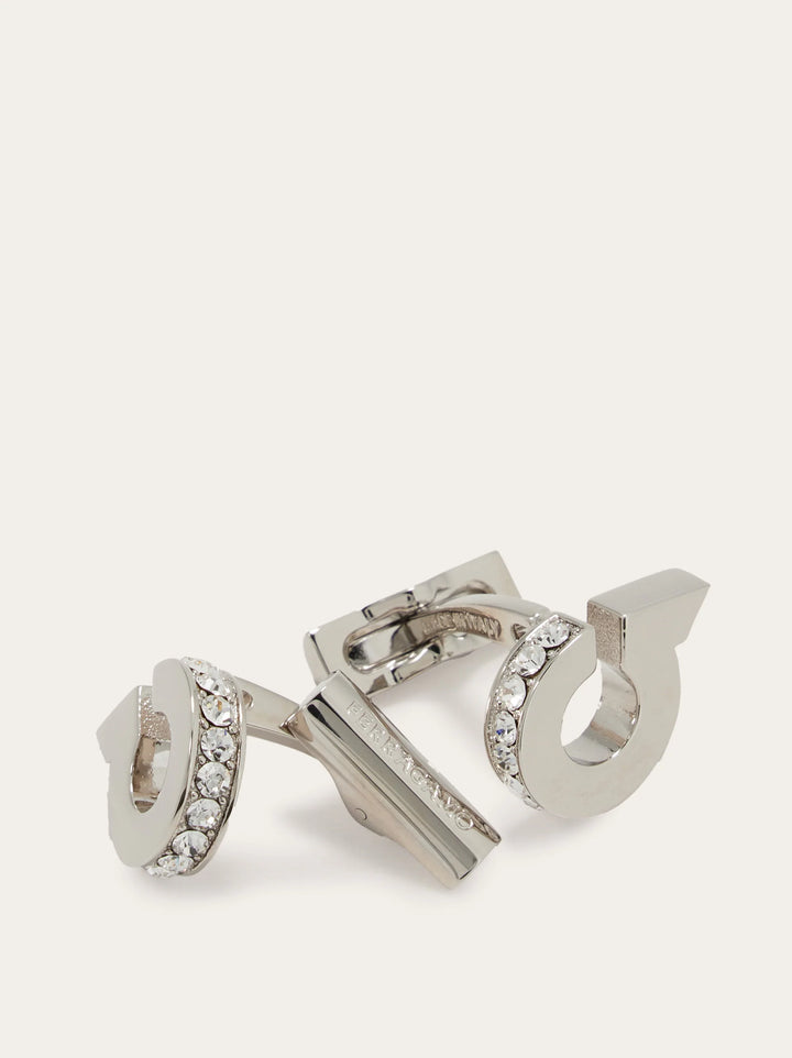 Ferragamo Gancini cufflinks with crystals