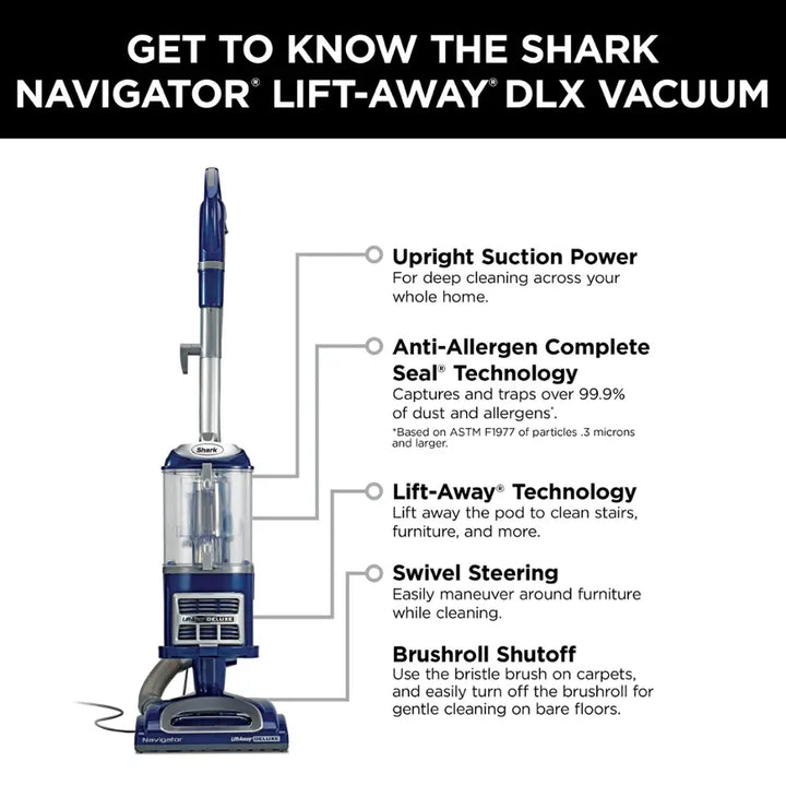 Shark - Navigator Lift-Away Deluxe Upright Vacuum with Anti-Allergen Complete Seal - Blue