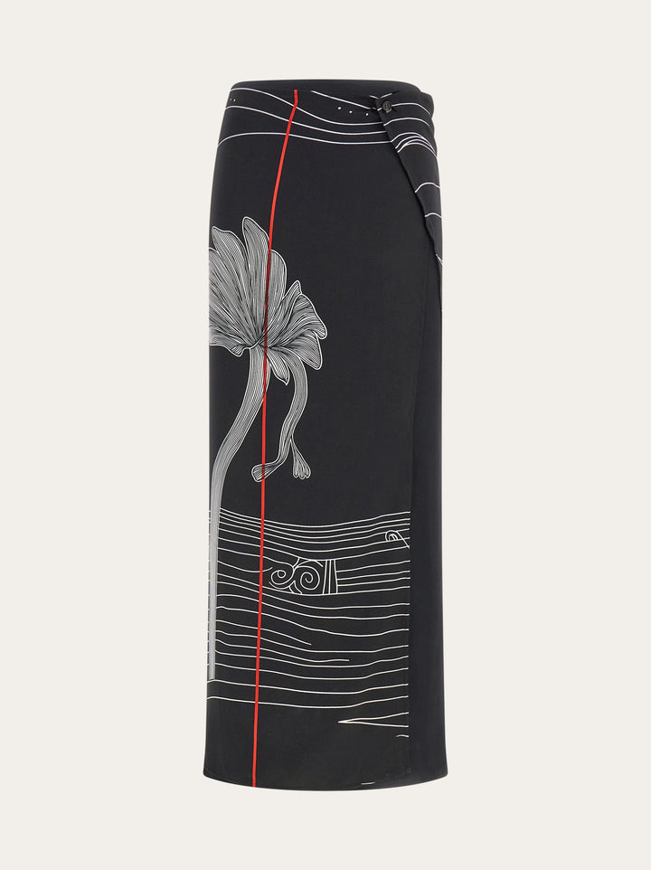 Ferragamo Printed silk longline skirt