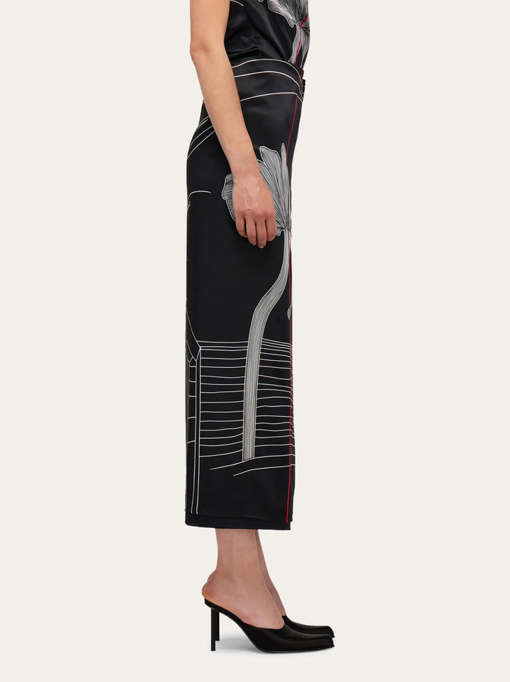 Ferragamo Printed silk longline skirt