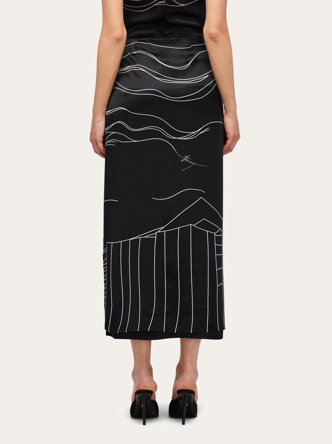 Ferragamo Printed silk longline skirt