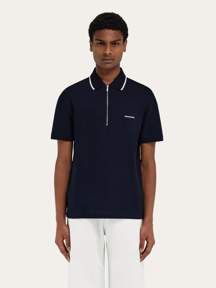 Ferragamo Cotton polo shirt with zip closure