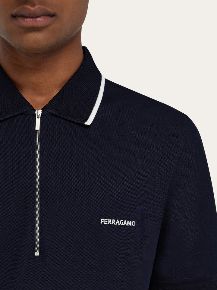 Ferragamo Cotton polo shirt with zip closure