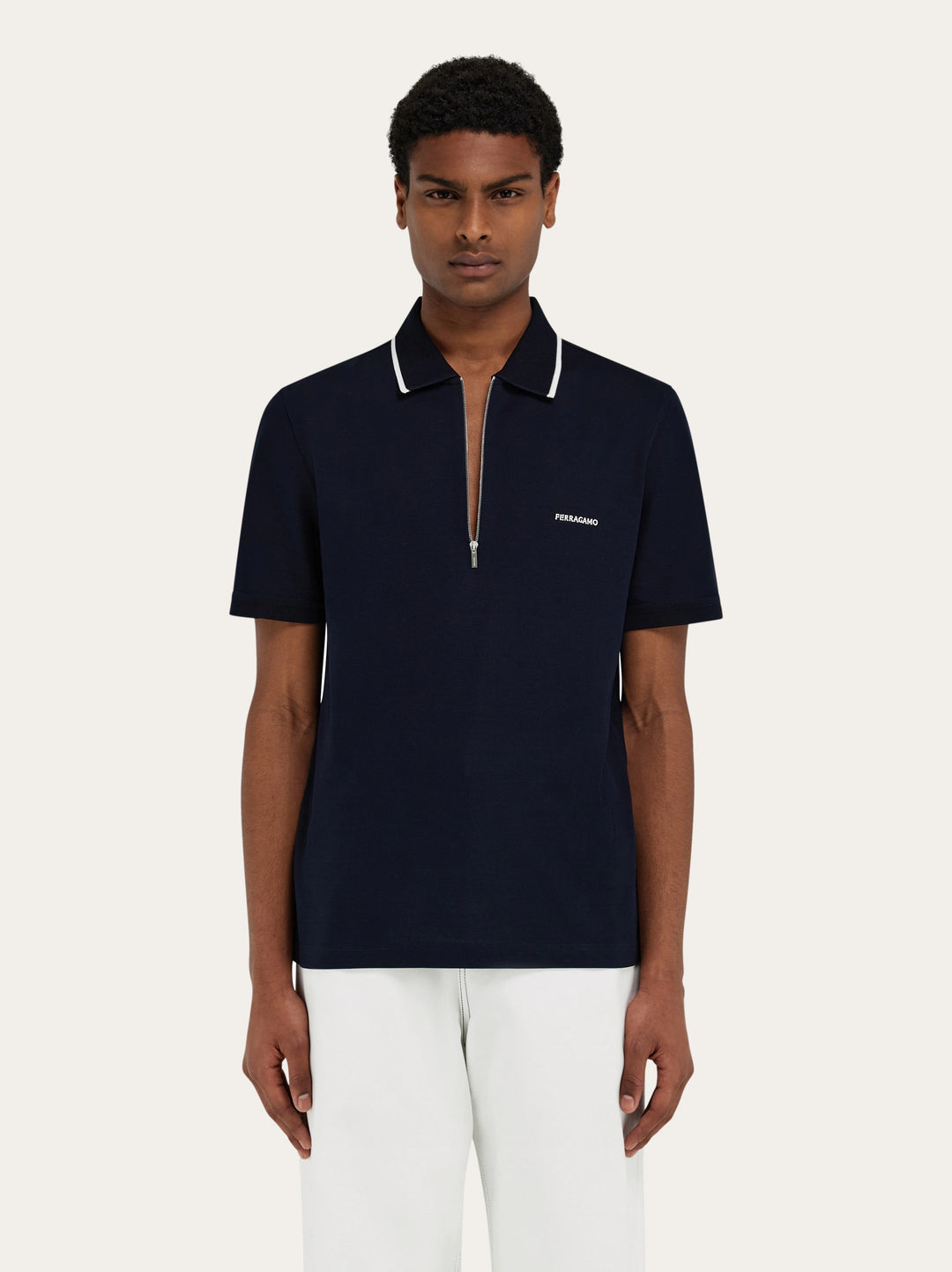 Ferragamo Cotton polo shirt with zip closure